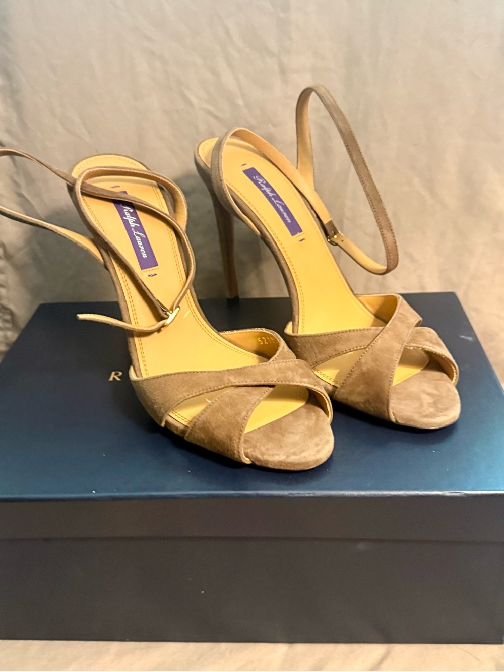 Kandice Suede Strappy High Heel Sandals by Ralph Lauren